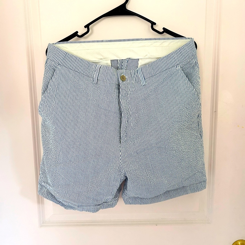 Navy Seersucker Shorts